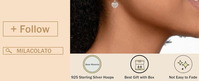 Product Introduction of Milacolato Silver Gold Hoop Earrings for Women,  Silver Huggie Hoop Earrings Hypoallergenic Huggie Earrings with Star/Heart/Coin/Snake Pendant Drop Dangle Earrings 5