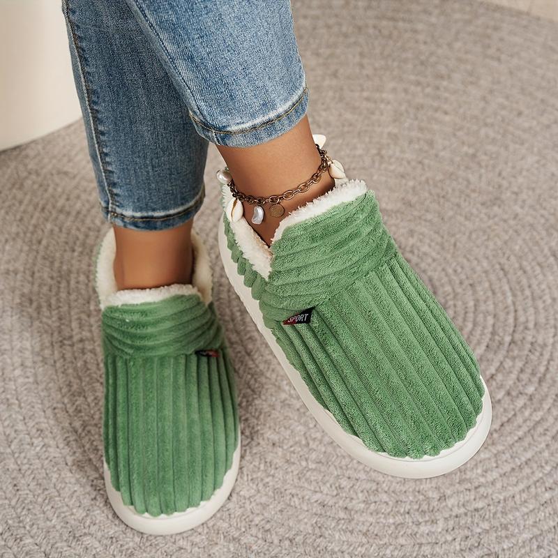 Thermal Solid Color Winter Slippers, Super Soft Slip On Flatform House Shoes, Cozy & Warm Plush Floor Slippers 7