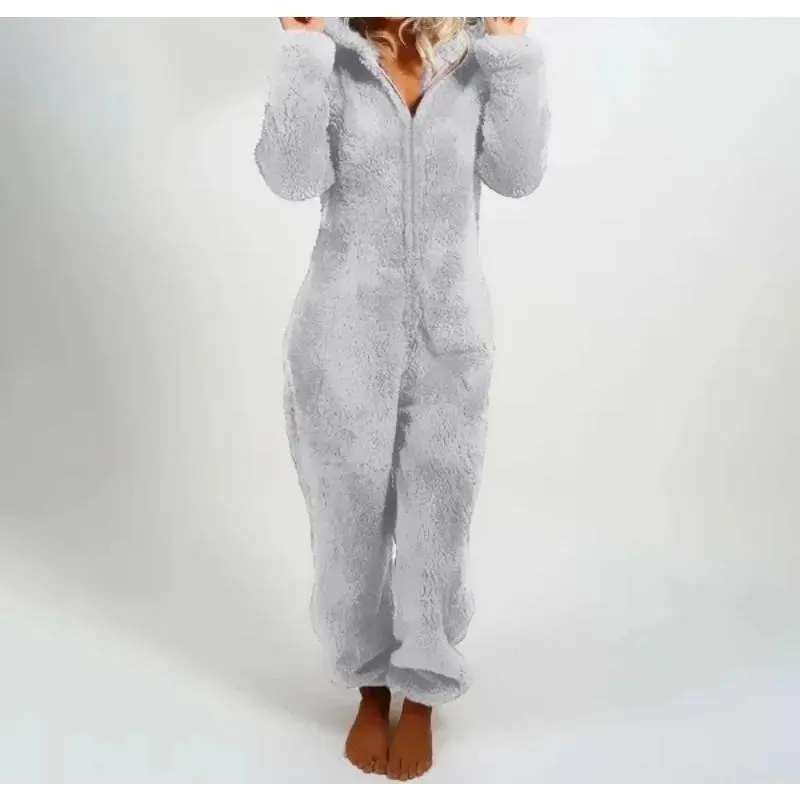 Jumpsuit Women 2024 Autumn Winter New Thickened Hooded Jumpsuit One Pieces Elegant Overalls for Women Full Length for Women Womenswear Underwear 5