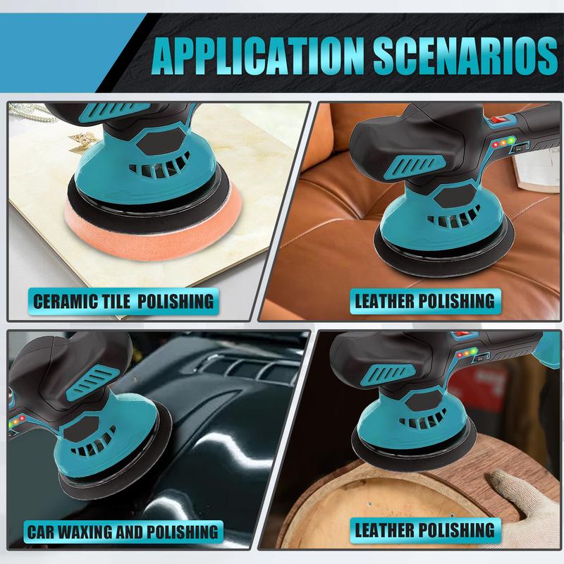 Cordless Car Buffer Polisher for Makita Battery, Polisher Kit Electric Polishing Machines Compatible with Makita 18v - 150MM 6 Speed ​​Car Buffer Polishing for Auto Detailing/Polishing/Waxing, with 16 Polishing Accessories 7