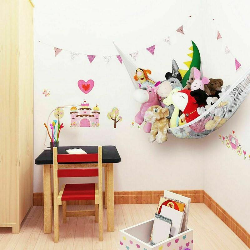 Pack OF 2 Pcs Teddy Hammock With Hooks Large Mesh Net Keep Baby Childs Bedroom Nursery Tidy Wall Sling Soft Toy Storage Organizer For Stuffed Animal Organiser 3