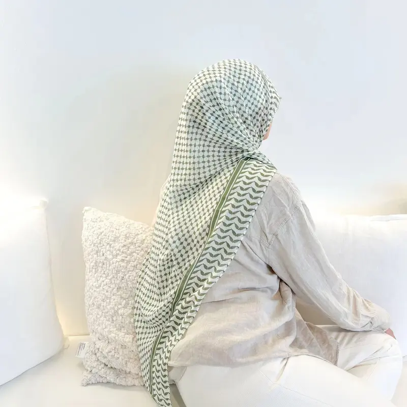 Olga Nora ON1180ON Chic Islamic Chiffon Hijab with Lattice Design square  hijab 1