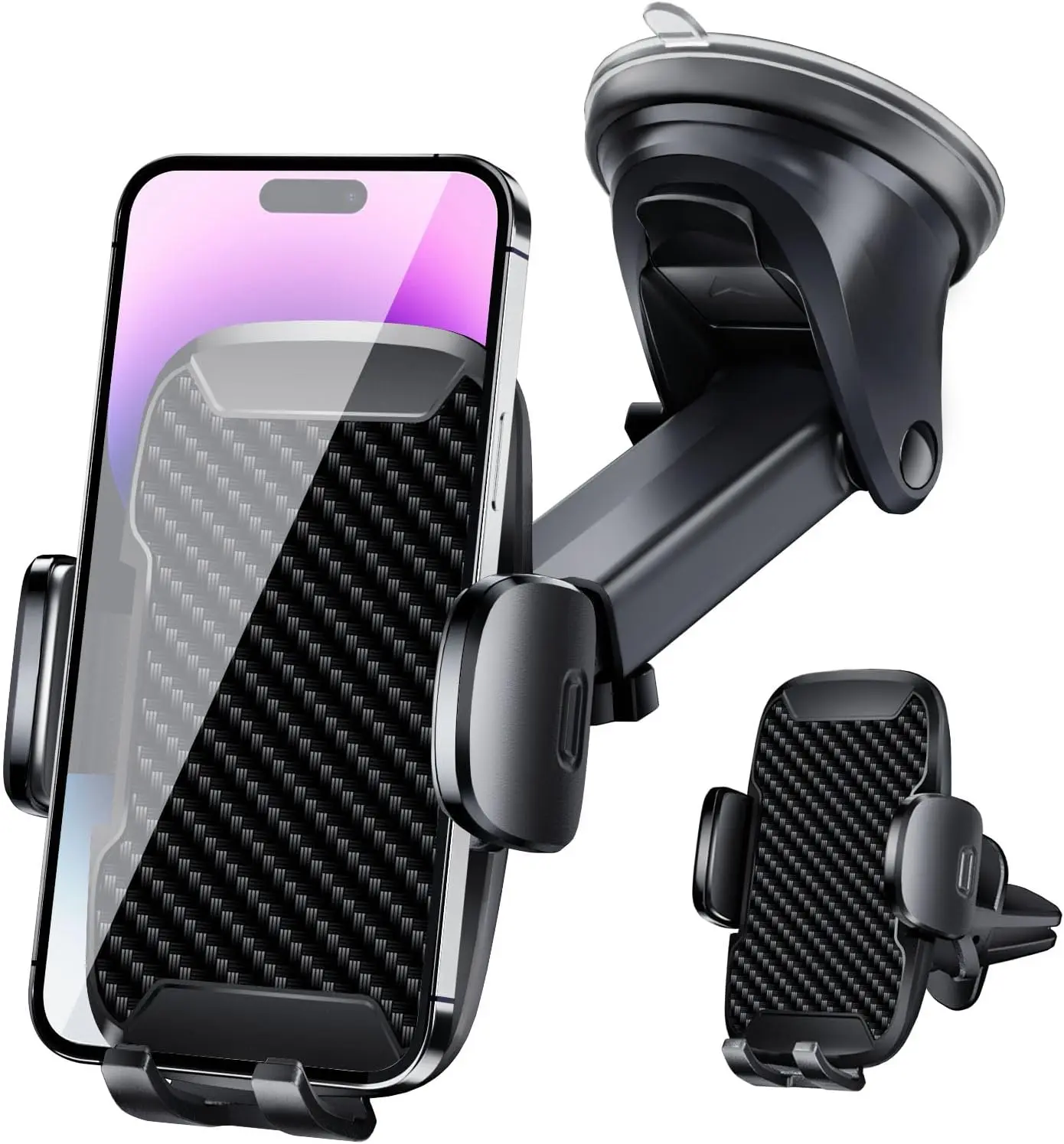 Car Phone Holder, Car Phone Mount 360° Rotation, Upgraded Version with Strong Suction Power, Car Phone Cradle for Dashboard/Windscreen/Air Vent, Car Phone Holder for all 4.0''-7.0'' Phones