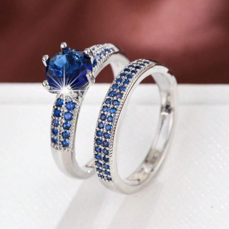 Product Introduction of Set of 2 Cubic Zirconia Decorative Rings for Women 0