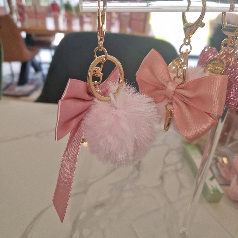Pink Bow and Pompom Key Chain for Bag Decoration 3