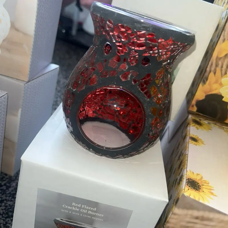 Small Red Crackle Wax Melt Burner - Home Decor Ornaments