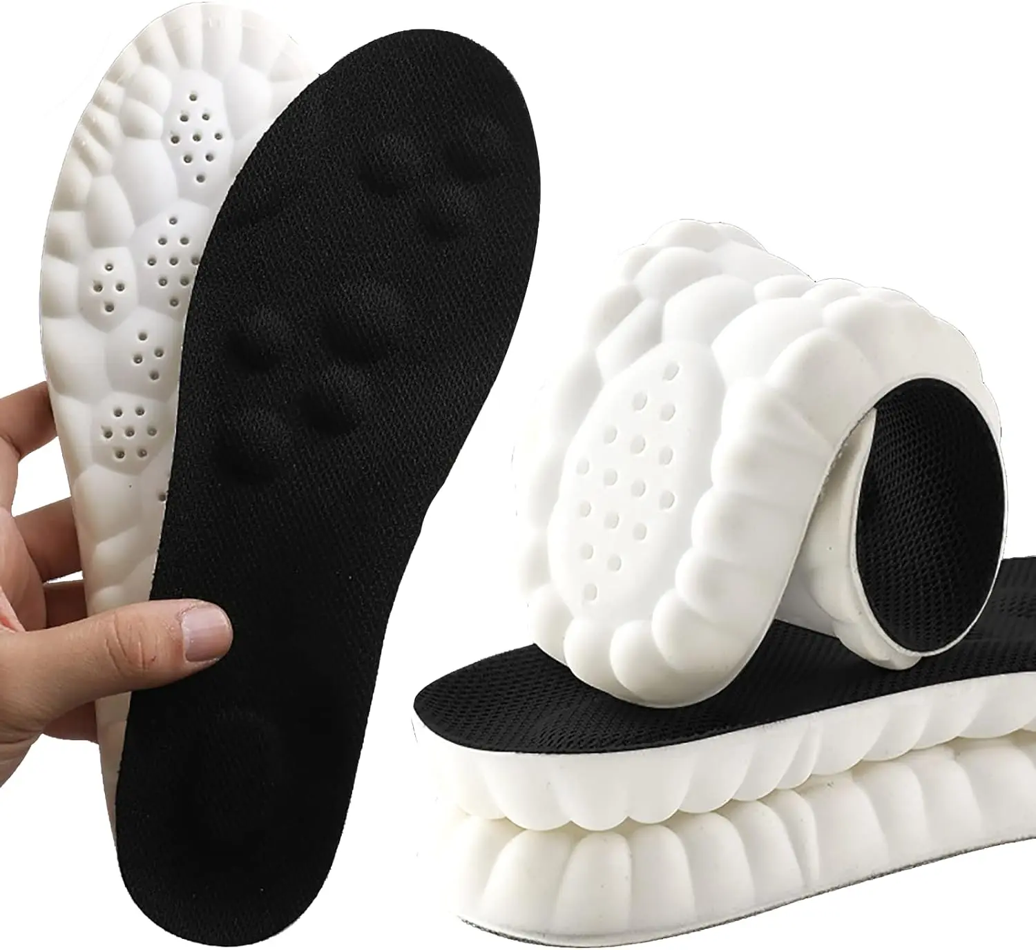 Memory Foam Insoles with Arch Support for Women Men,Comfort Massage Insoles Replacement Shoe Inserts for Trainers Sneakers Sports Shoes Work Boots ,Breathable, Shock Absorption (6/6.5UK, Black) Footwear Soft Bedroom Design
