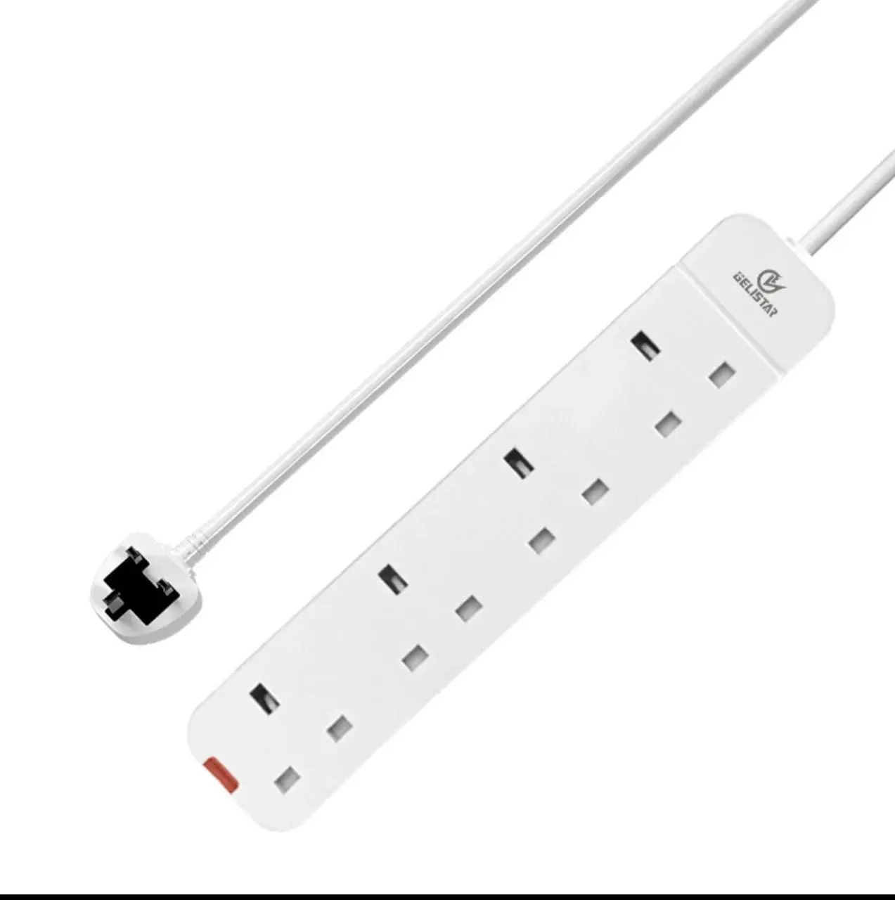 4 Way Mains Extension Lead Socket Gang Power 3M Metre Cable 13A Amps White - Home Appliance Extension Lead