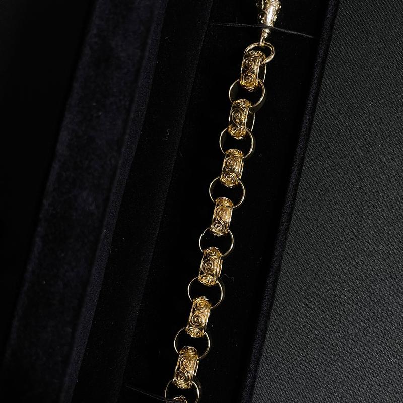 XXL Patterned Belcher Chain and Bracelet Gold Plated with Albert Clasp - 14k Gold Plated 24inch 5