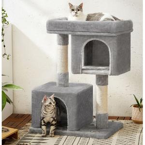 SONGMICS HOME Cat Tree, 67H - 101H cm Cat Tower, L, Cat Condo for Large Cats up to 7 kg, Large Cat Perch, 2 Cat Caves, Scratching Post, Cat House cattower