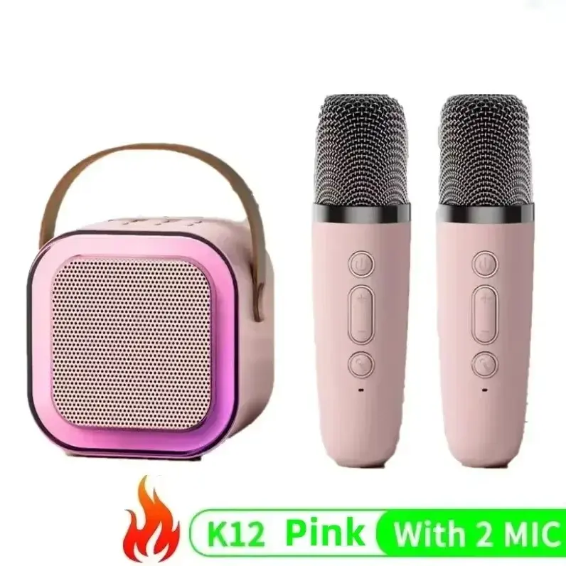 Wireless Microphones  Speaker  Bluetooth Karaoke Portable 5.3 PA Speaker System with 2 Wireless Microphones Home Family Singing Children's Gifts Audio Adjustable Button Ktv Mp3 Noise karoke  wireless 8
