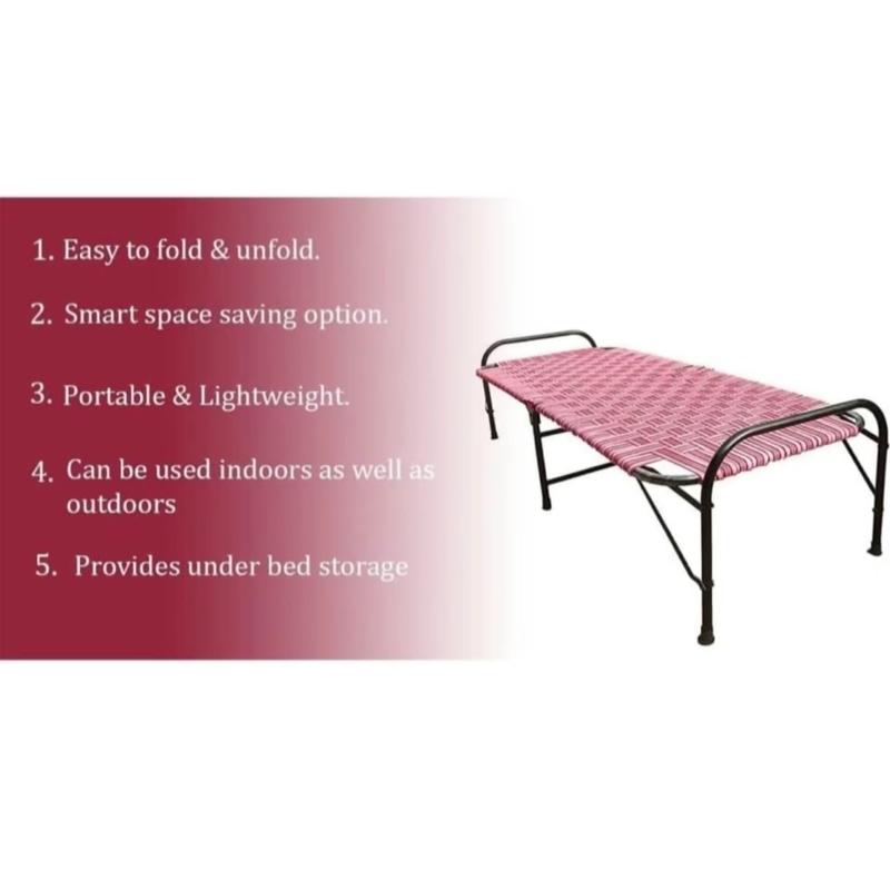 Foldable Single Bed ideal for a Single Person to Sleep on, also known as Asian MANJA, Charpai, Khaat and also can be used as a Guest Bed!! 4