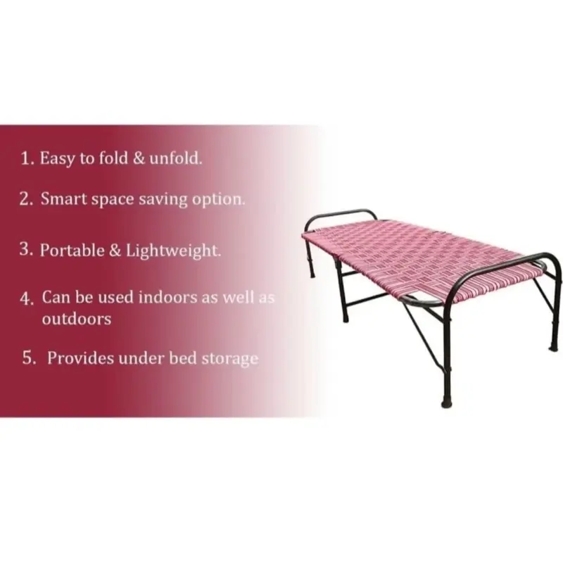 Foldable Single Bed ideal for a Single Person to Sleep on, also known as Asian MANJA, Charpai, Khaat and also can be used as a Guest Bed!! 3