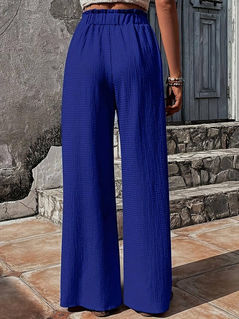 Product Introduction of Chic Solid High Waist Wide Leg Pants - Breathable Casual Style for Spring & Summer - Fashionable Womens Clothing, Flattering Fit, Everyday Comfort 1