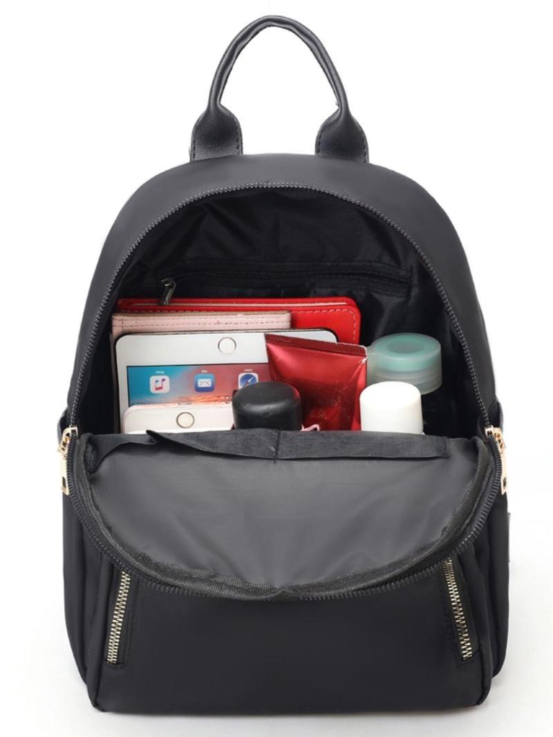 Product Introduction of Fashion Letter Metal Label Tag Decorated Nylon Backpack With Bear Shaped Charm, Casual Large Capacity Zipper Backpack For Women, Women's Classic Backpack 6