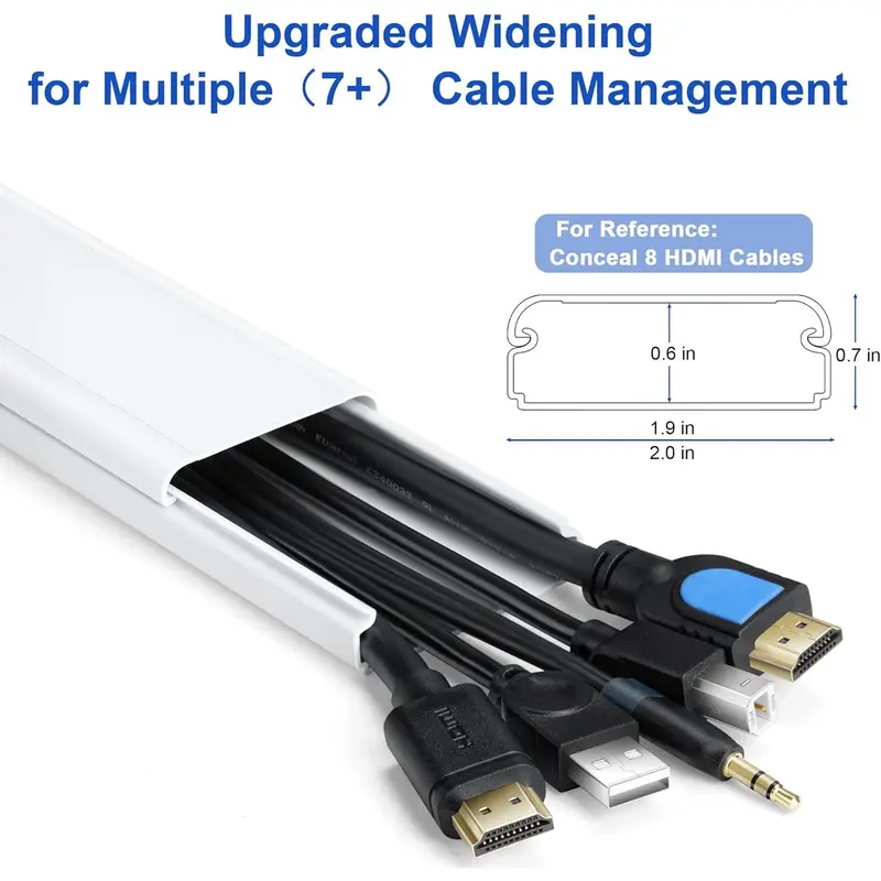 34in TV Cord Hider for Wall Mounted TV, Large Cord Cover Wall, Cable Hider TV Cable Management Kit, TV Wire Hider for Wall, White Cable Raceway Cable Cover, Cable Concealer 2 xL17in, W2in xH0.7in 1