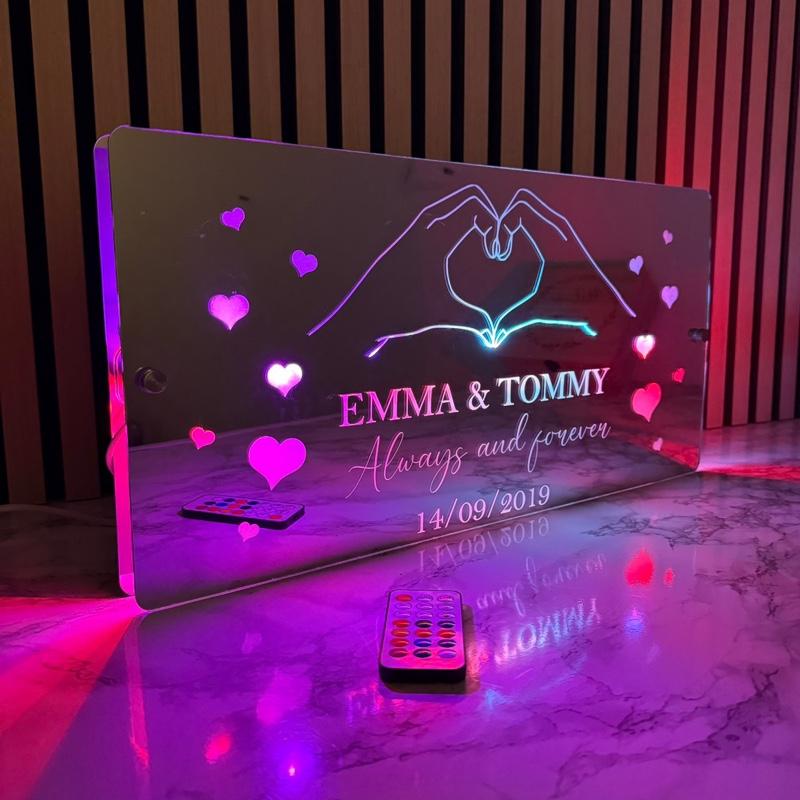 Personalised LED Valentines Mirror | Gift for Her | Gift for Him 1
