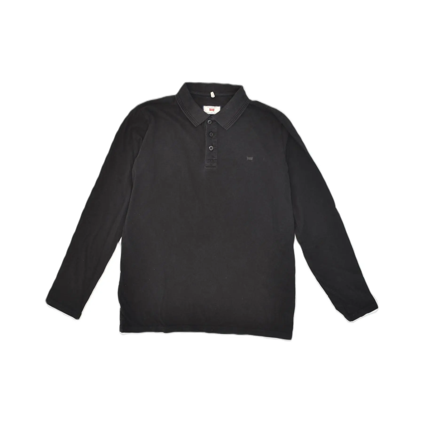 Pre-Owned Vintage CARRERA Mens Long Sleeve Polo Shirt Medium Black Cotton