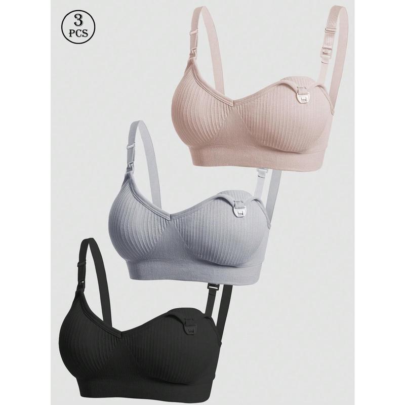 3pcs/Set Maternity Nursing Bras, Sexy Front-Snap Breastfeeding Brassiere, Comfortable Nursing Bra 0