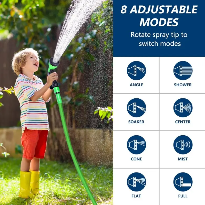 Expandable Garden Hose Pipe - 100FT Flexible Expanding Water Hose, Lightweight, Leakproof with 8 Function Hose Pipe with Spray Gun, 3/4", 1/2" Connectors for Garden ,Floor,Wash Car .Bike 1