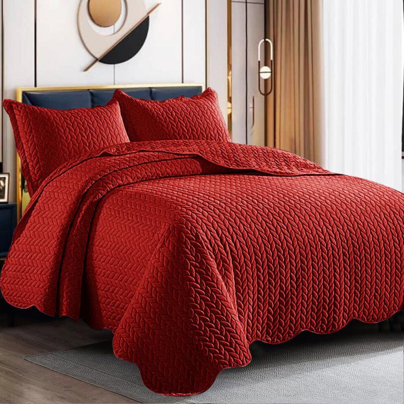 3 Piece Quilted Bedspread Bed Throw Single Double King Size Embossed Bedding Set 4