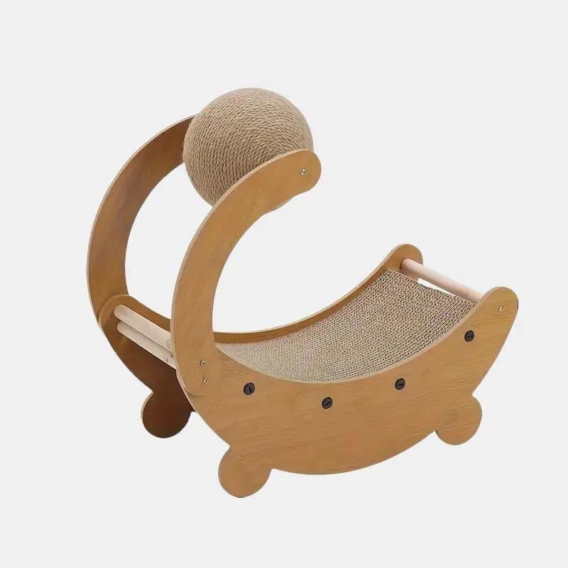 Moonboat Shape Cat Tree Scratching Post Board Climbing Activity Centre Bed Sofa Toys Scratcher with Ball cat  furniture 7