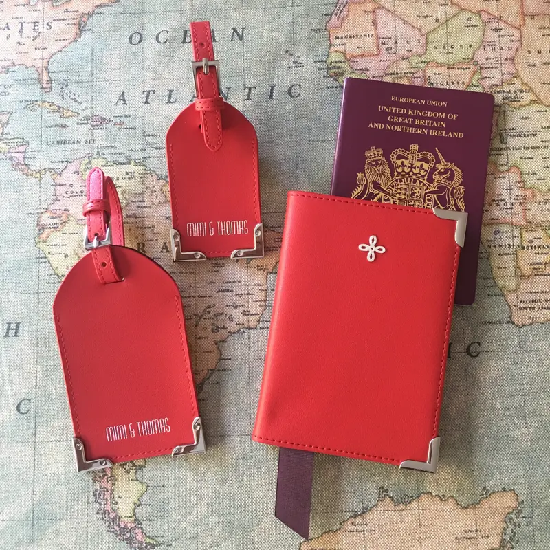 3pcs travel gift set - Red Nappa Leather 0