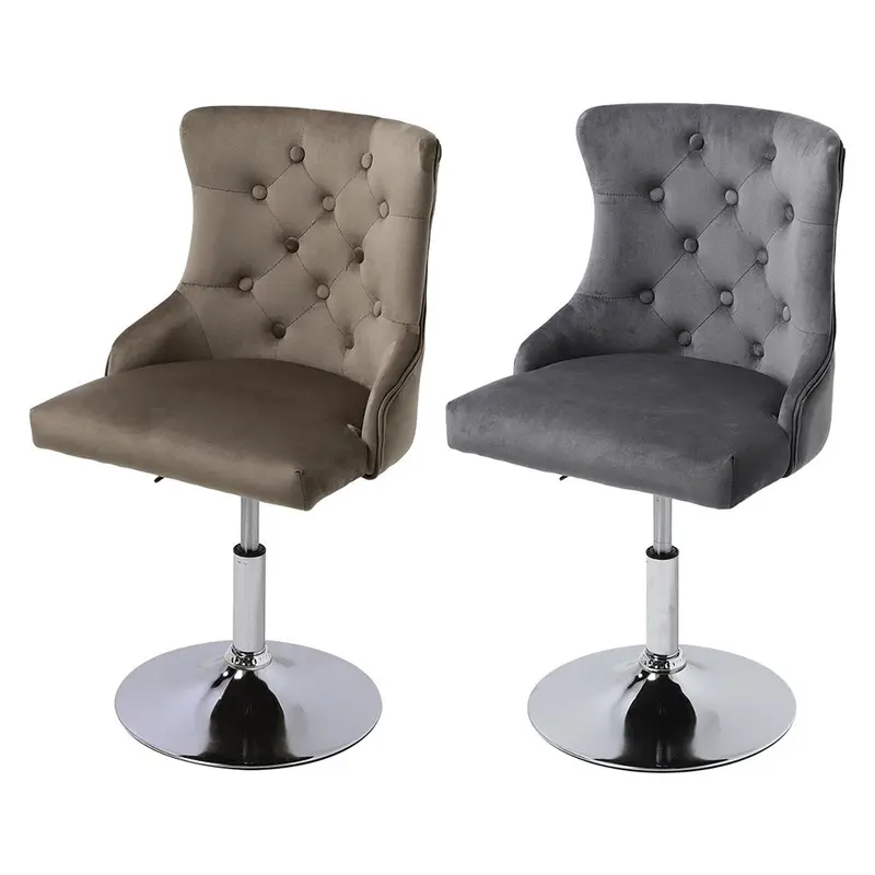 Livingandhome Modern Velvet Upholstered Adjustable Bar Stool with Polished Chrome Base 5