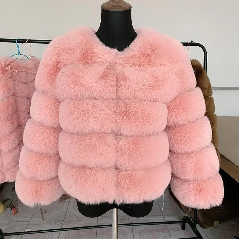 [2024]Women faux Faux Fur Coat Autumn Winter High Quality Faux Fox Fur Coat fluffy coat fury elegant faux furr 7xl plus size women clothing1