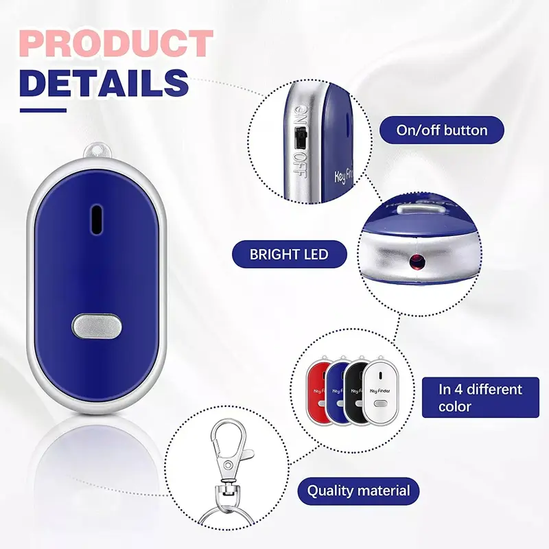 KeyFinder, Keychain Locator for Finding Lost Keys, Smart Key Finder with Anti-Lost Features, Whistle Activation, LED Sound Keychain, Alarm, and Flashing Light Device 1