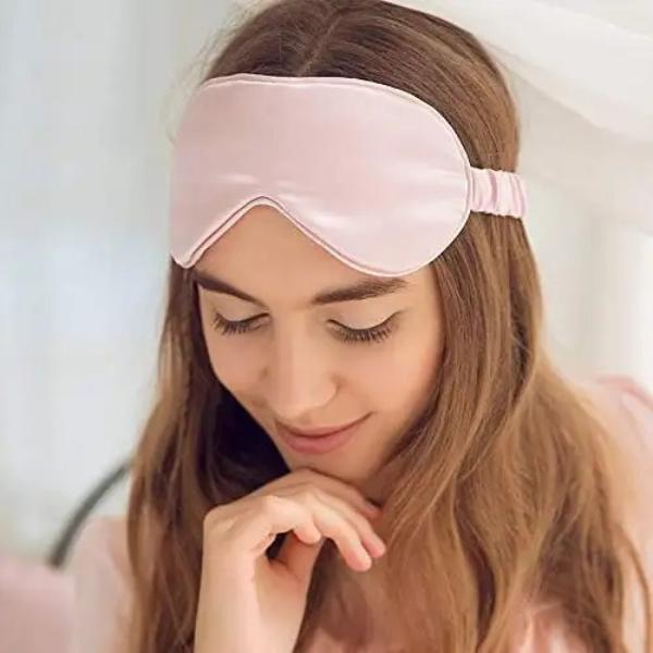 3-Piece Set Imitation Silk Sleep Eye Mask, Hair Scrunchie, and Storage Pouch – Soft Rayon Cooling Eye Mask for Home and Travel Rest, Solid Color Facial Sleeping Aid Gift Skin Care 5