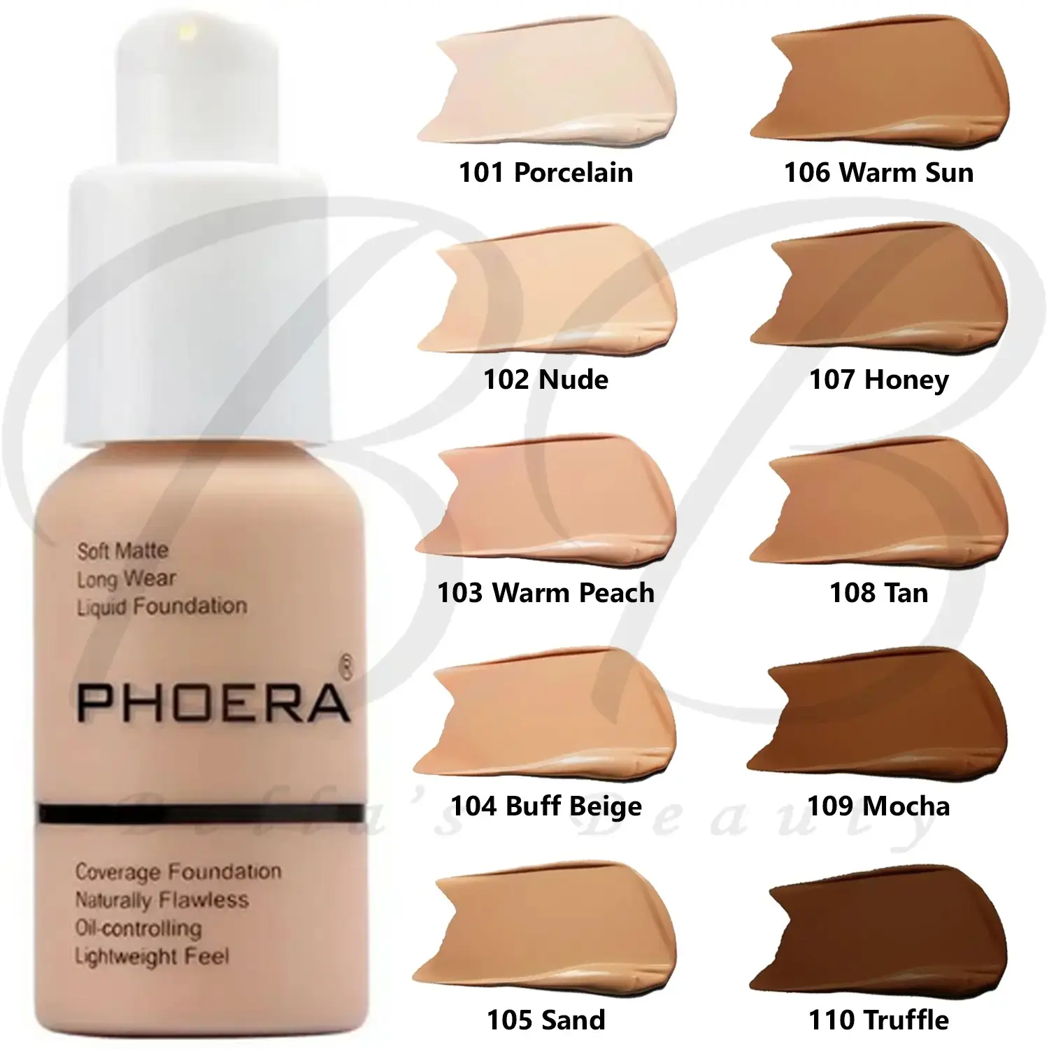 PHOERA Bottle Liquid Matte Flawless Long Lasting Foundation 30ml