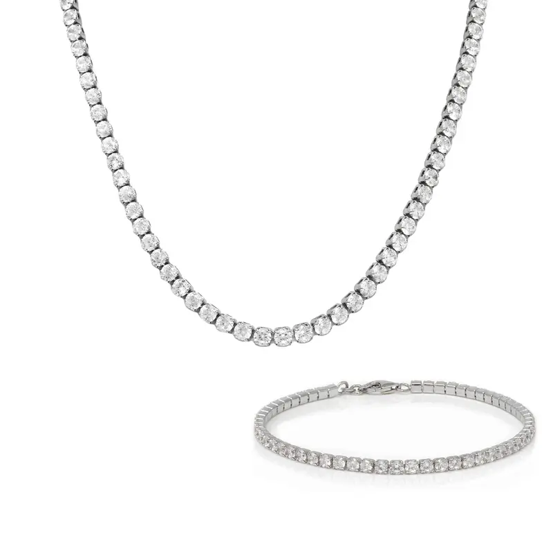 Samantha Kenny Tennis Necklace and Bracelet Set Box -Stainless Steel 2