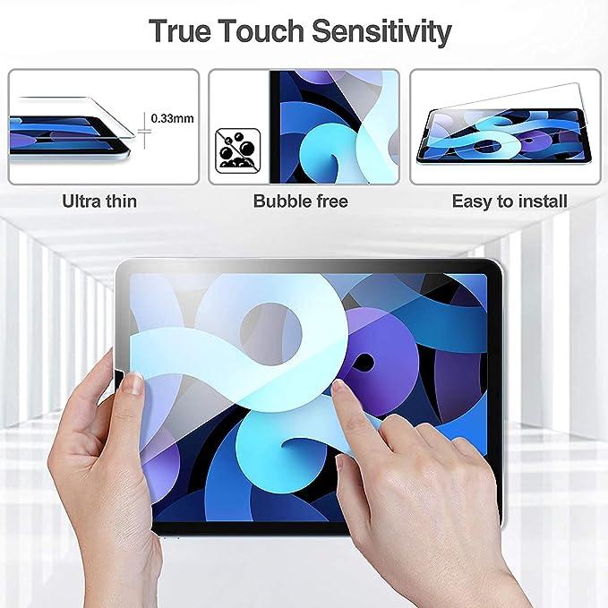 2 Pack Screen Protector for iPad Air 5th 2022 / iPad Air 4th 2020 10.9-inch and iPad Pro 11 Inch All Models, Tempered Glass, Face ID Compatible, 9H Hardness 3