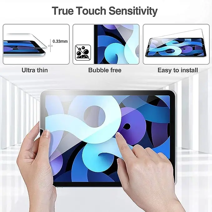 2 Pack Screen Protector for iPad Air 5th 2022 / iPad Air 4th 2020 10.9-inch and iPad Pro 11 Inch All Models, Tempered Glass, Face ID Compatible, 9H Hardness 3