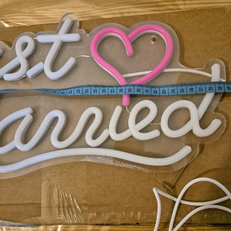 Just Married Neon Sign - Adjustable Light Brightness - Wedding Decor - White and Pink Celebration Gift Couple- Home decor- Couple gift- Party decor 6