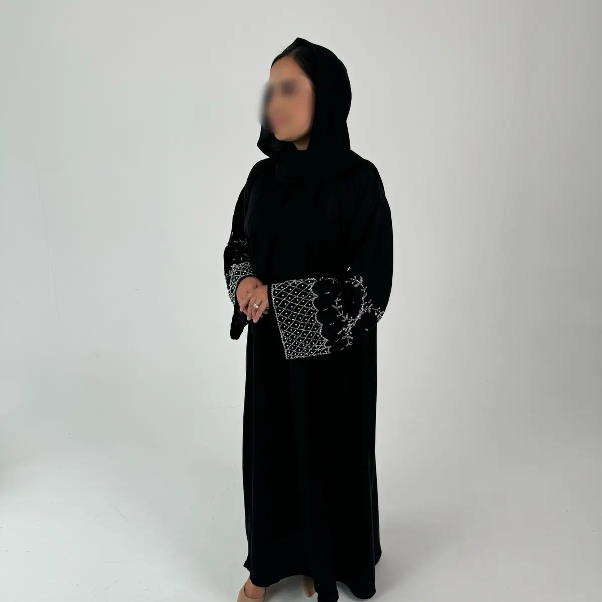 Nida Heavy Beadwork Abaya in Black 2pc - Muslim Women's Clothing