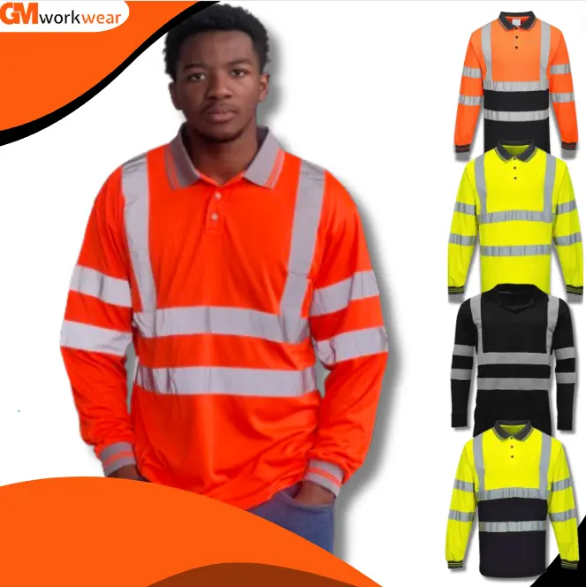 Polo Shirt Long Sleeve Collar Polyester