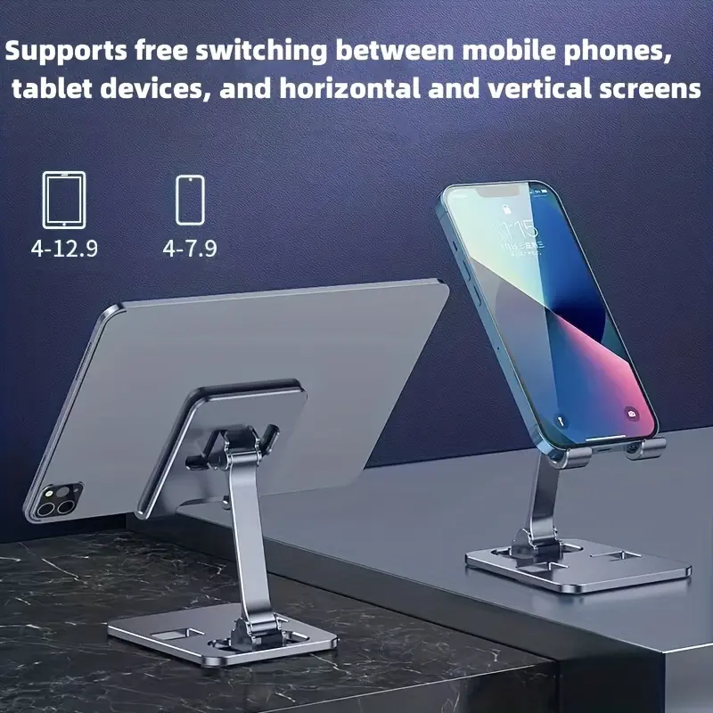 All Metal Foldable Lifting Mobile Phone Holder Lazy Desktop Holder Mobile Phone Tablet Universal Holder Multi Angle Adjustable Mobile Phone Holder Children's Online Class Mobile Phone Holder Base Compact And Portable 5