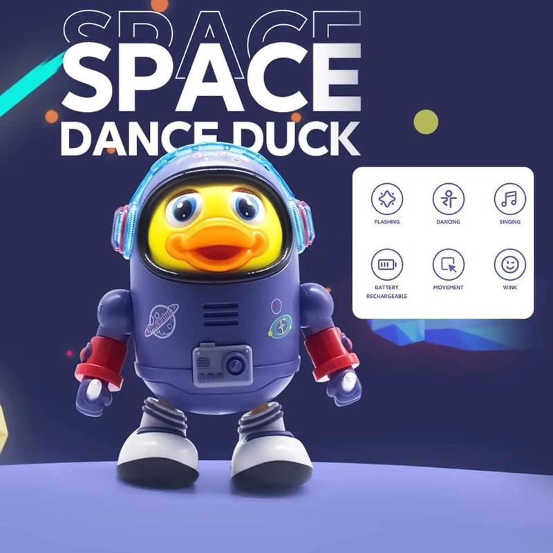 NEW Space Duck Dancing Robot with Light Music Cartoon Walking Sensory Educational Kids Toys Gift Set Multicoloured Kids Gift 6
