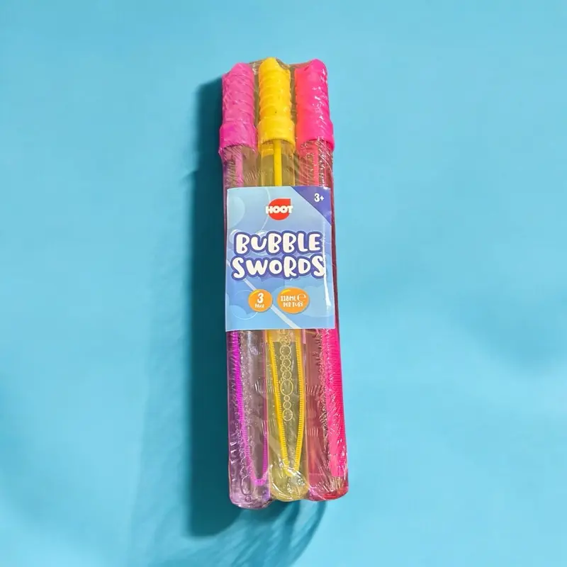Pack of 3 Bubble Swords in Various Colors - Pre-Filled for Kids Active Play and Motor Skill Improvement 0