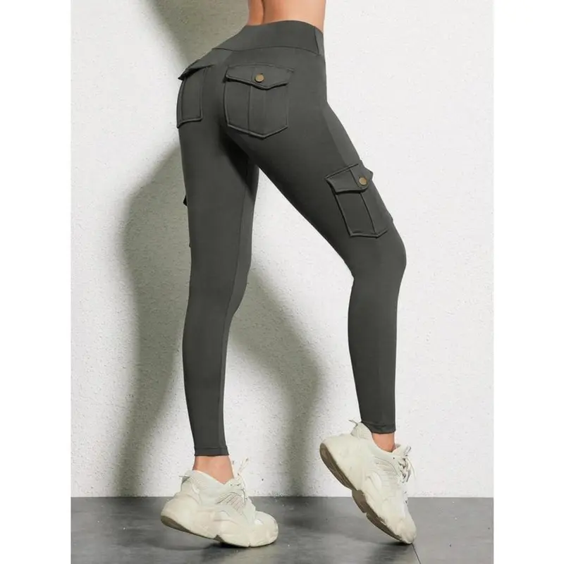 Women's Solid High Waist Pocket Leggings, Casual Comfy Skinny Pants for Workout Running, Women's Trousers Bottoms for Summer Spring Fall, Back To School Trousers, Jeans Leggings for Women, Hide Tummy Outfits Uk, Winter Outfits 2024, Balkan School Outfits 5