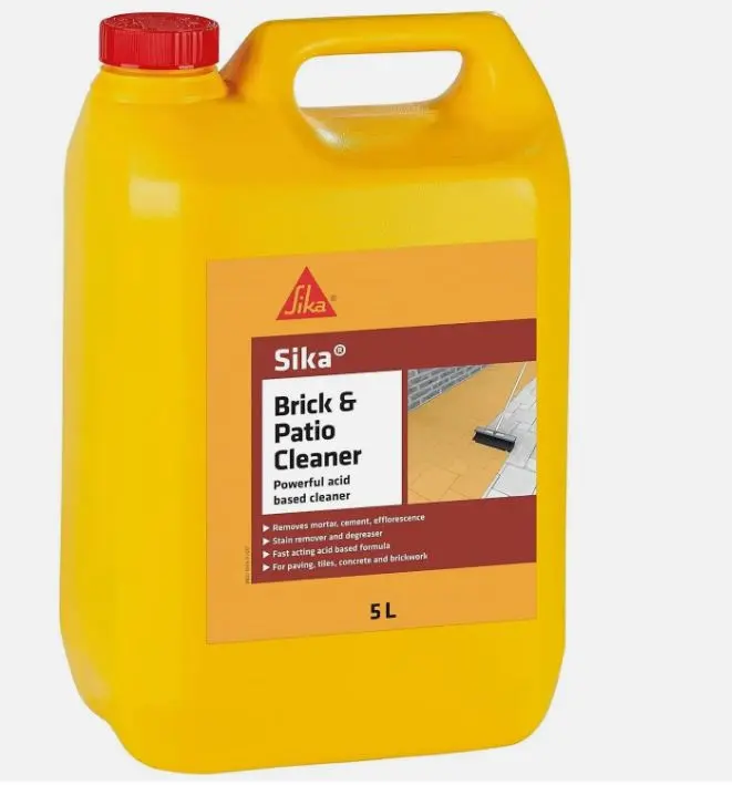 Sika Brick and Patio Cleaner | Powerful Acid Based Cleaning Solution for Brickwork, Concrete and Patios - 5 Litre - Clear Household Container Gloves