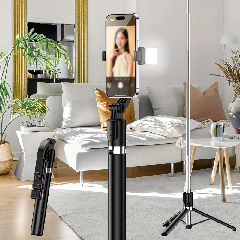 66.9-inch Extendable Wireless Selfie Stick with Remote, Foldable Monopod Phone Tripod for Smartphones, Wireless Enabled, Non-Rechargeable Button Battery 6