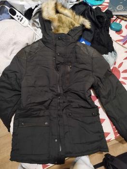 Product Review of Men's Contrast Faux Fur Trim Pocket Hooded Thermal Jacket, Regular Fit Casual Long Sleeve Button Front Warm Outerwear for Winter, Men's Clothes for Daily Wear from D**a B**s C**t 0