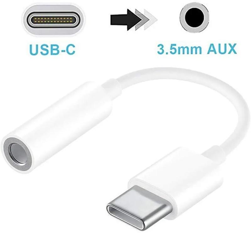 USB Type C to 3.5mm Jack Audio AUX Adapter Headphones Cable Adapter - Accessories Included Compact Devices Plug Wired 2