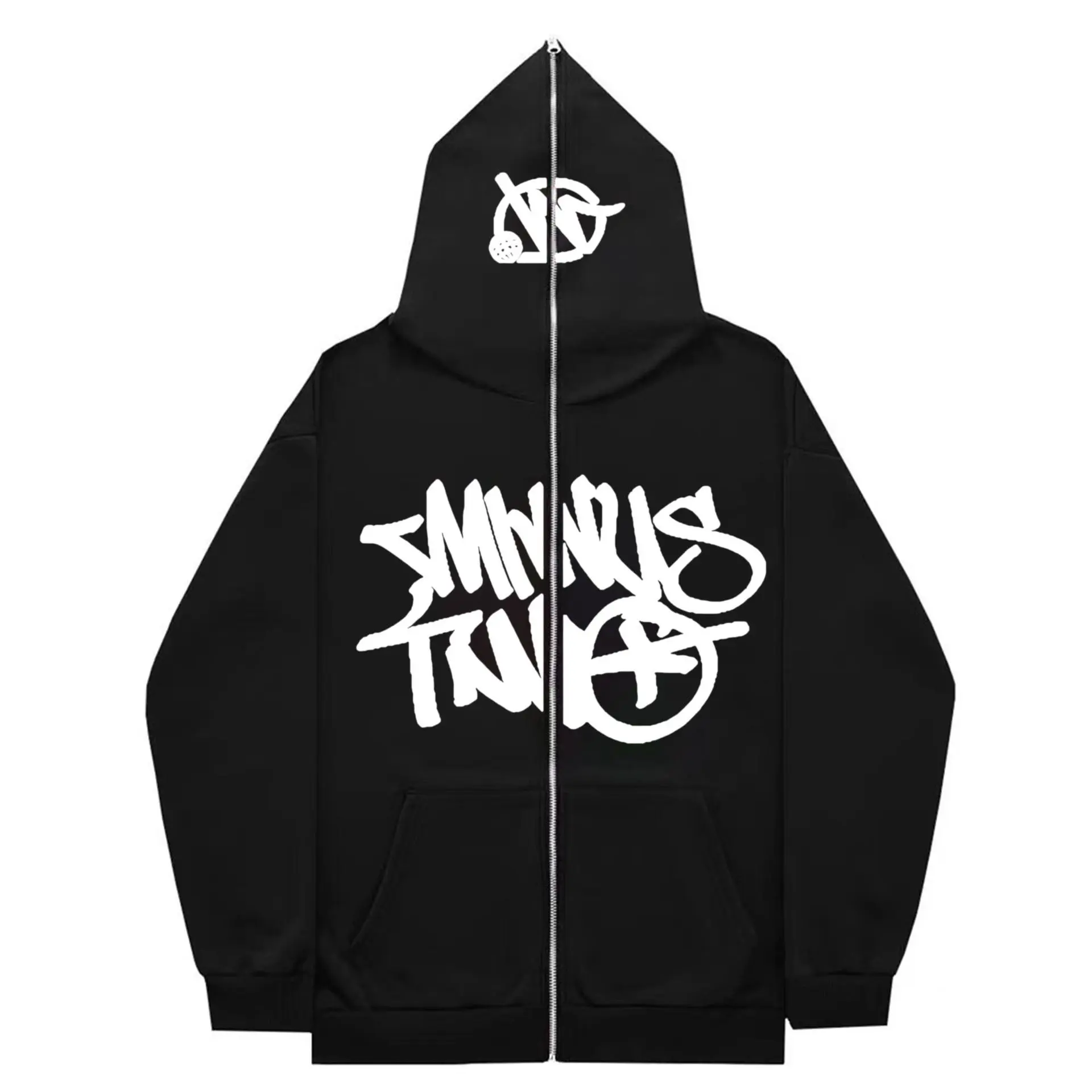2024 New High Street Hip Hop Print Zipper Hoodie Hipster Fashion Couple With All The Hoodies Menswear Sweatshirts