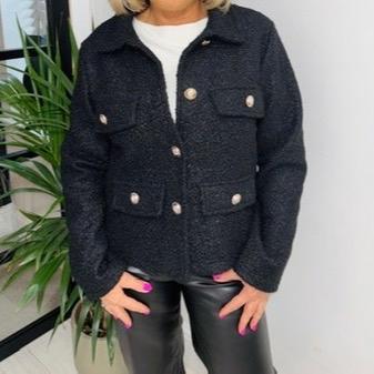 Olivia Teddy Bear Gold Button Jacket, Cozy and Cute - Womenswear fashion coat 6