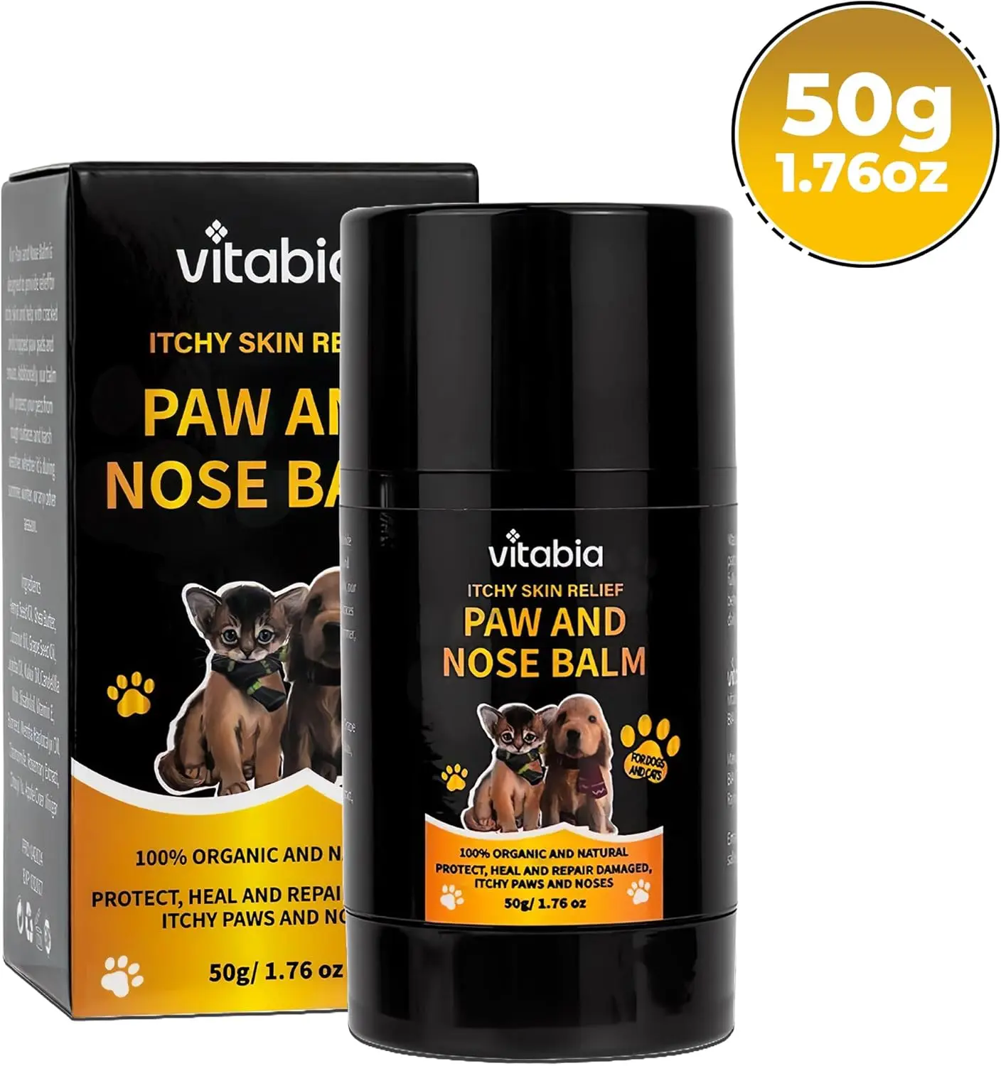 Natural Paw & Nose Balm Stick for Dogs & Cats – Soothes Dry, Cracked Paws & Noses | Itchy Skin & Allergy Relief | Moisturizing & Healing with Shea Butter, Coconut Oil & Hemp Oil | Protects Against Hot Pavement & Cold Weather | Vegan, Lick-Safe