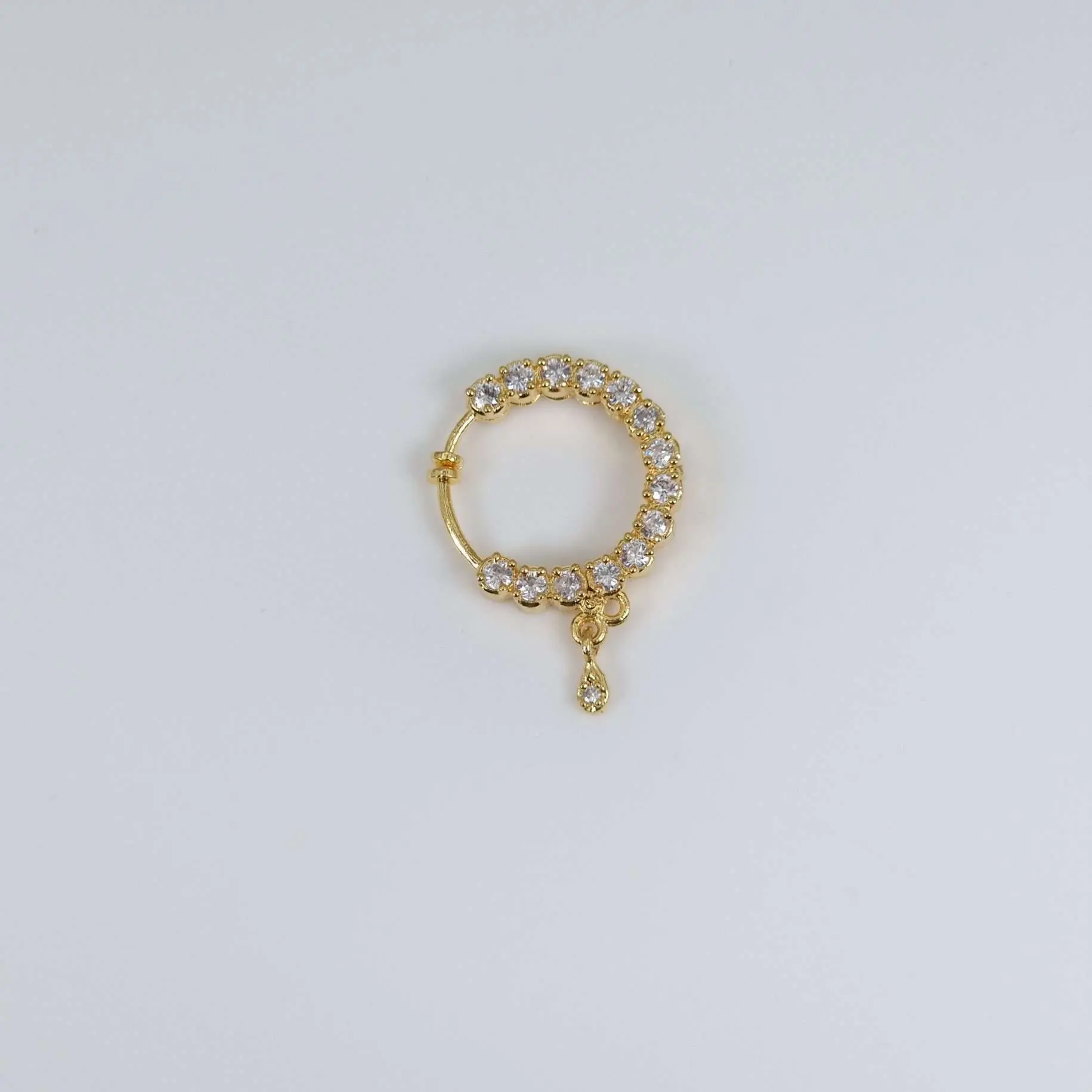Noori Nose Ring 1.5cm - American Diamond CZ with Chain for Non-Pierced Nose